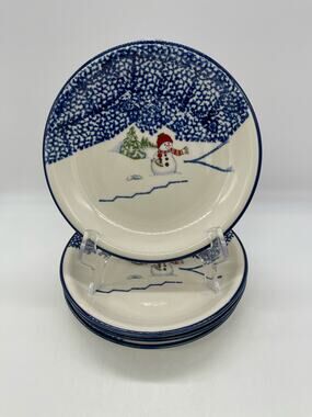 Thomson Pottery Snowman Christmas Salad Plates